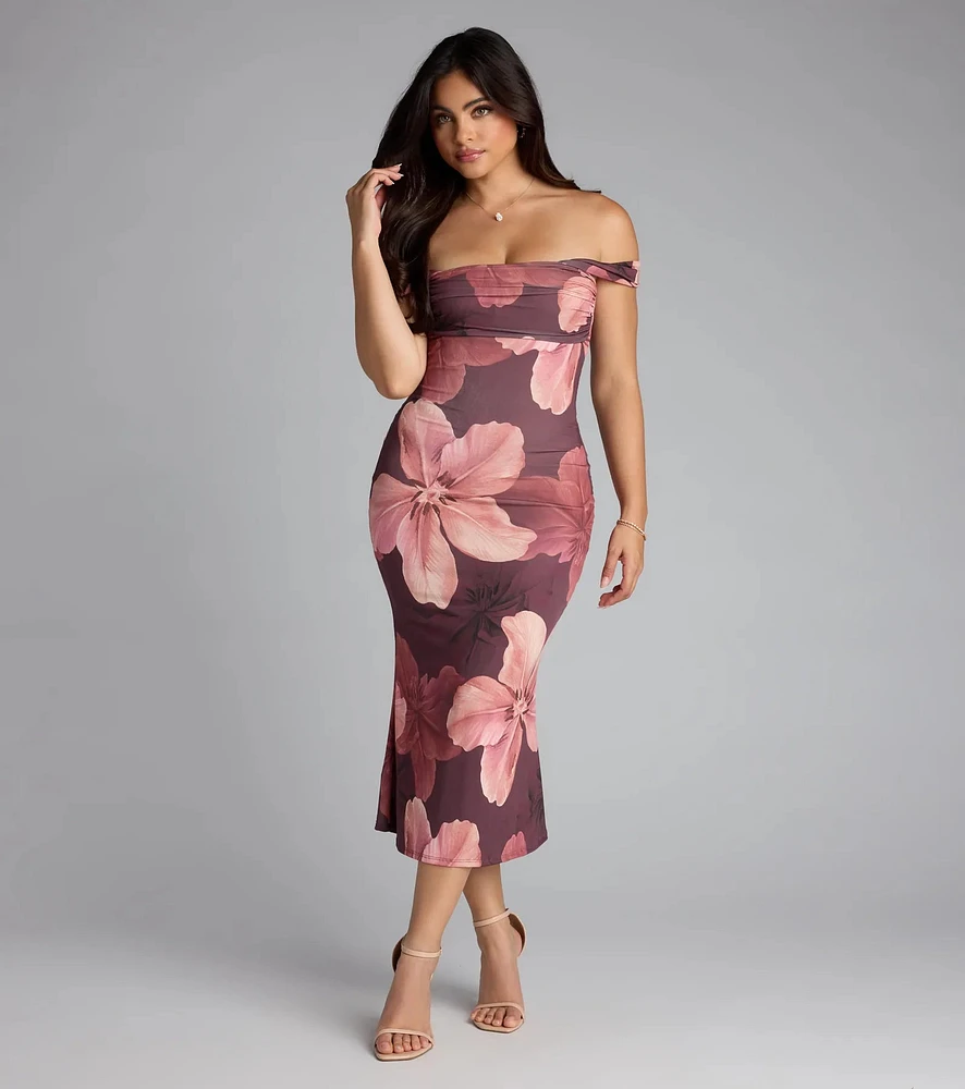 Love Bloom Floral Off-Shoulder Dress