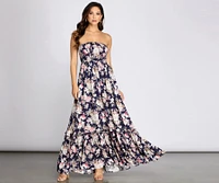 Getaway Girl Floral Smocked Tube Maxi Dress