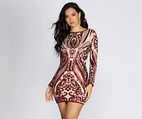 Slay Sequins Damask Mini Dress