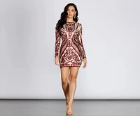 Slay Sequins Damask Mini Dress