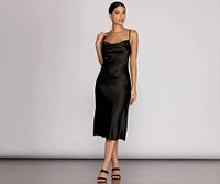 Nights Satin Flare Midi Dress