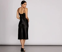 Nights Satin Flare Midi Dress