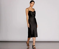 Nights Satin Flare Midi Dress