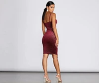 Sweetheart Velvet Glitter Midi Dress