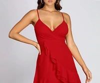 Buy Me Roses Ruffled Chiffon Mini Dress