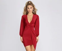 Let It V Long Sleeve Mini Dress