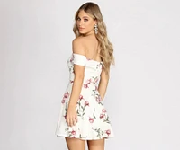 Love At First Sight Floral Off Shoulder Skater Dress