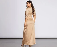 Sleek Satin Wrap Front Dress