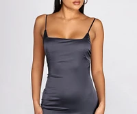 Ur Babe Tonight Square Neck Satin Mini Dress