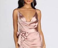 Wrapped Satin Mini Dress