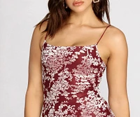 Burnout Out Flocked Floral Mini Dress