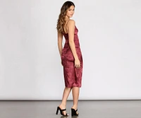 Floral Feeling Satin Midi Dress