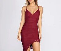 Mesh Around V Neck Mini Dress
