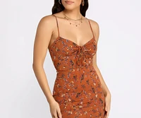 Dreamy Florals Tie Front Mini Dress