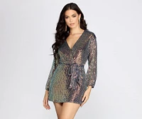 Sequin Dreams Wrap Mini Dress