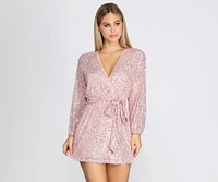 Sequin Dreams Wrap Mini Dress