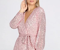 Sequin Dreams Wrap Mini Dress