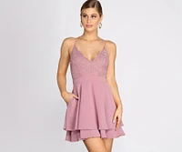 Lady Lace Double Layer Skater Dress