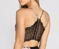 Floral Scuba Lace Back Mini Dress