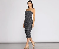 Sweet & Smocked Ditsy Ruffle Midi Dress