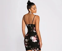 Tempted Foiled Floral Mini Dress