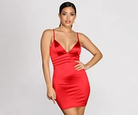 So Sultry Satin Mini Dress