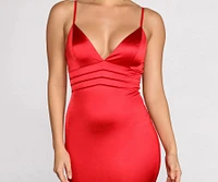 So Sultry Satin Mini Dress