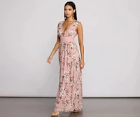 Floral Beauty Sleeveless Chiffon Maxi Dress