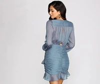 Sultry Chiffon Pleated Mini Dress