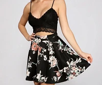 Trendy Twirl Moment Floral And Lace Mini Dress