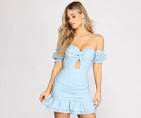 Off Shoulder Ruffle Mini Dress
