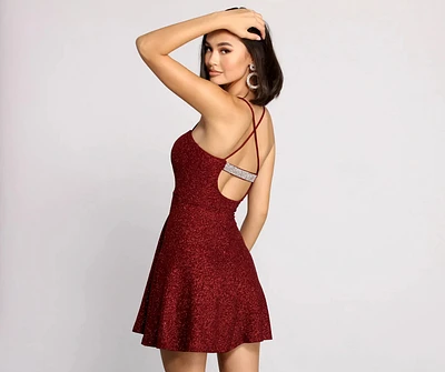 Dazzle and Glow Glitter Rhinestone Sweetheart Dress