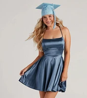 A Moment Satin Skater Dress