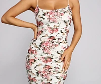 Flirty Vibes Ruched Floral Midi Dress
