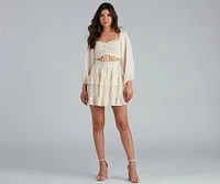 So Sweet Ruffled Cutout Skater Dress