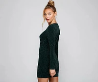 Glitzy Moment Glitter Knit Mini Dress