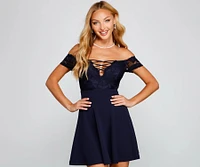 Lace And Luxe Off The Shoulder Mini Dress
