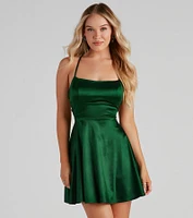 A Moment Satin Skater Dress