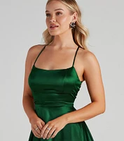 A Moment Satin Skater Dress