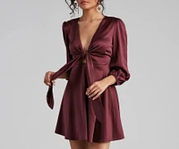 Sleek Satin Tie-Front Mini Dress
