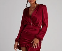 Ruffle Romance Satin Mini Dress