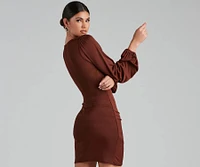 Out For The Night Plunge Wrap Mini Dress