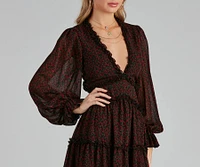 Plucking Roses Chiffon Peasant Dress