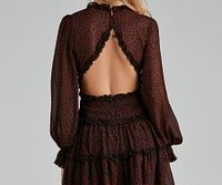 Plucking Roses Chiffon Peasant Dress
