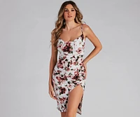 Spring Strolls Floral Cowl Midi Dress