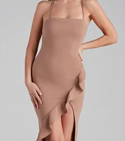 Add Some Flair Ruffle Detail Midi Dress