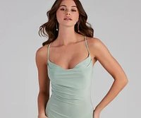 Moment of Glam Cowl Neck Midi Dress
