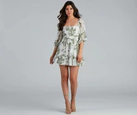 Sunday Girl Floral Chiffon Skater Dress