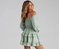 So Sweet Ruffled Cutout Skater Dress