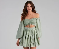 So Sweet Ruffled Cutout Skater Dress